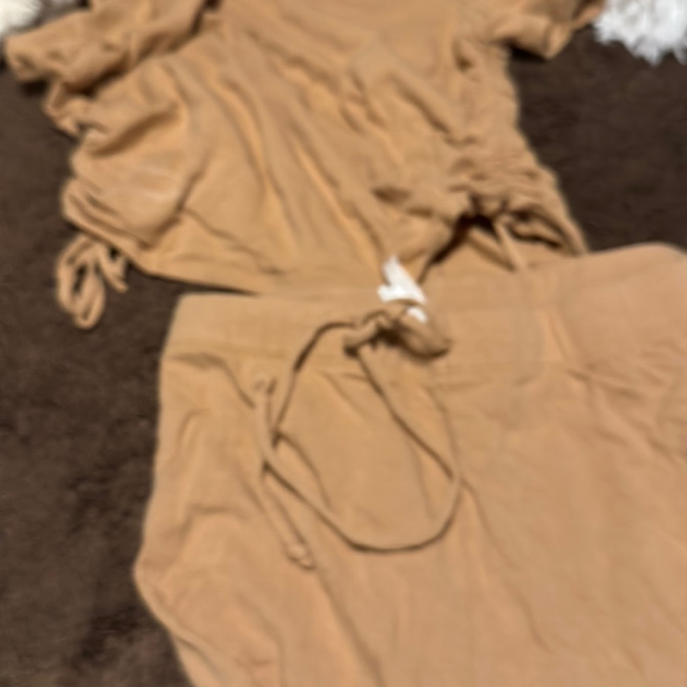 2 piece jump suit flare ankles scrunch legs